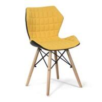Nautilus Designs Ltd. Stylish Lightweight Fabric Chair with Solid Beech Legs and Contemporary Panel Stitching Mustard