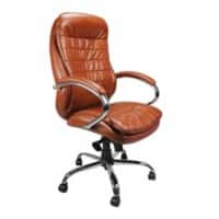 Nautilus Designs Ltd. High Back Italian Leather Faced Synchronous Executive Armchair with Integral Headrest and Chrome Base Tan