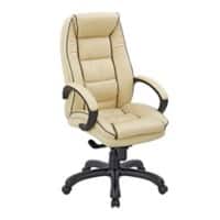 Nautilus Designs Ltd. High Back Leather Faced Executive Armchair with Contrasting Piping Cream