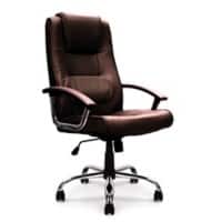 Nautilus Designs Ltd. High Back Leather Faced Executive Armchair with Integral Headrest and Chrome Base Brown