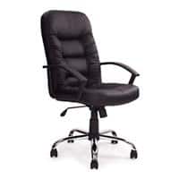 Nautilus Designs Ltd. High Back Leather Faced Executive Armchair with Ruched Panel Detailing and Chrome Swivel Base - Black