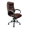 Nautilus Designs Ltd. High Back Luxurious Leather Faced Synchronous Executive Armchair with Integral headrest and Chrome Base Brown