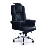 Nautilus Designs Ltd. Luxurious High Back Leather Faced Gull-Wing Executive Armchair with Adjustable Headrest and Chrome Base - Black