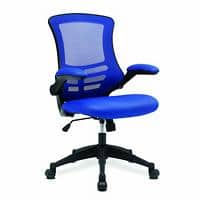 Nautilus Designs Ltd. Designer Medium Back Mesh Chair with Folding Arms Blue