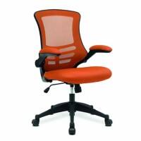Nautilus Designs Ltd. Designer Medium Back Mesh Chair with Folding Arms Orange