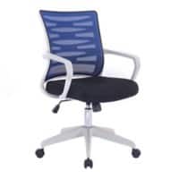 Nautilus Designs Ltd. Designer Mesh Armchair with White Frame and Detailed Back Panelling Blue