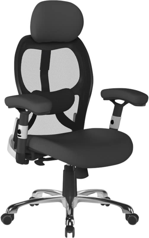 Nautilus Designs Ltd. Ergonomic Luxury High Back Executive Mesh Chair with Chrome Base Certified for 24 Hour Use - Black