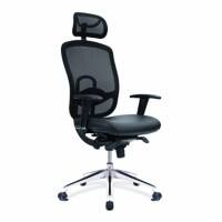 Nautilus Designs Ltd. High Back Mesh Synchronous Executive Armchair with Adjustable Headrest And Chrome Base - Black