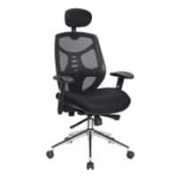 Nautilus Designs Ltd. High Back Mesh Synchronous Executive Armchair with Adjustable Headrest and Chrome Base Black