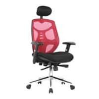 Nautilus Designs Ltd. High Back Mesh Synchronous Executive Armchair with Adjustable Headrest and Chrome Base Red