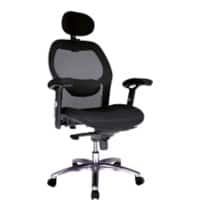 Nautilus Designs Ltd. High Back Mesh Synchronous Executive Armchair with Adjustable Lumbar Support, Arms, Headrest and Chrome Base - Black