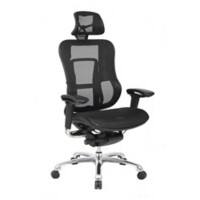 Nautilus Designs Ltd. High Back Synchronous Mesh Designer Executive Chair with Adjustable Headrest and Chrome Base - Black