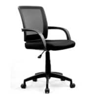 Nautilus Designs Ltd. Medium Back Mesh Chair with Contoured Back and Upholstered Black Fabric Seat with Waterfall Front - Black