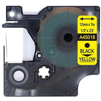Rillstab Compatible Dymo D1 S0720580 / 45018 Label Tape Self Adhesive Black Print on Yellow 12 mm x 7m