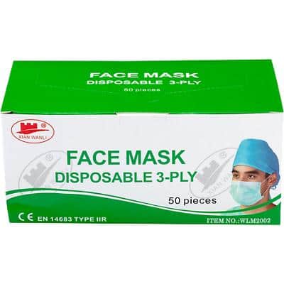 Face Masks Non Medical 3 Ply Blue Pack of 50