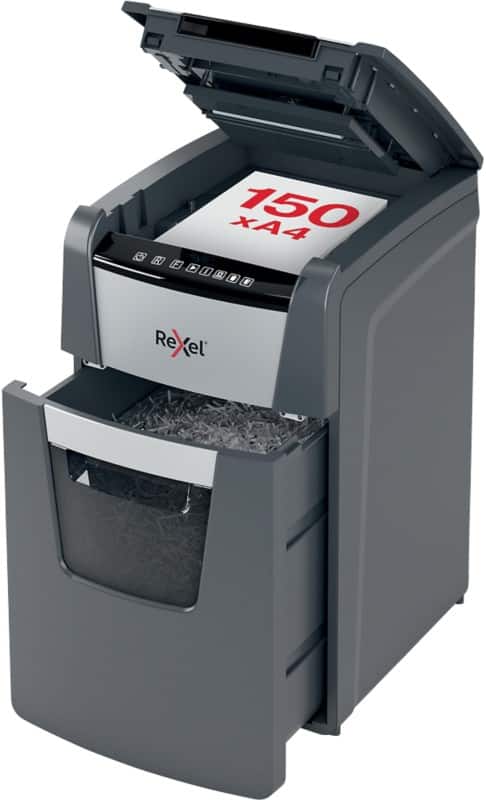 Rexel Auto Feed Optimum AutoFeed+ Shredder 165 Sheets Cross Cut Security Level P-4 44 L 150X