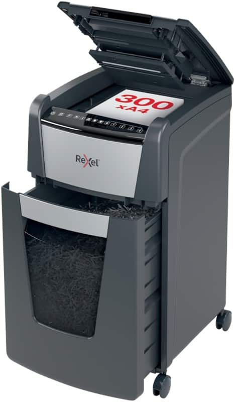 Rexel Optimum AutoFeed+ 300M Automatic Micro-Cut Shredder Security Level P-5 330 Sheets Automatic & 8 Sheets Manual