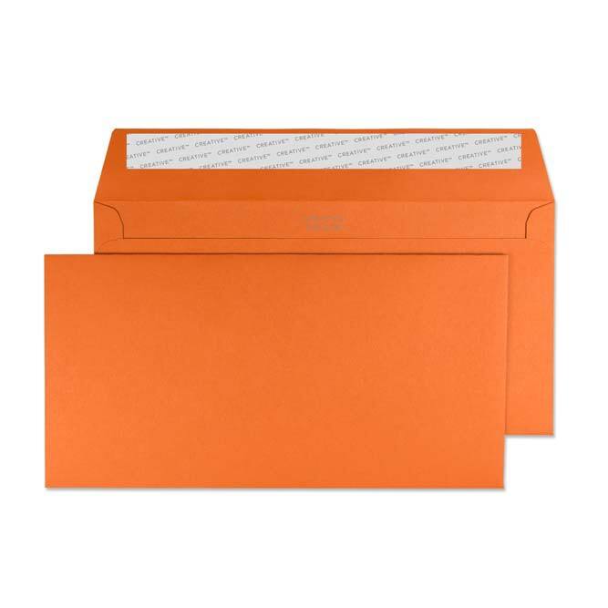 Creative Coloured Envelopes DL+ 229 (W) x 114 (H) mm Adhesive Strip Orange 120 gsm Pack of 500
