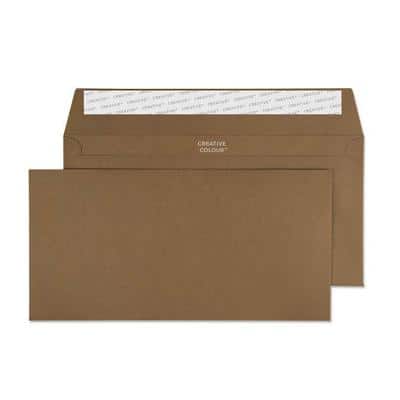 Creative Coloured Envelope DL+ 229 (W) x 114 (H) mm Adhesive Strip Brown 120 gsm Pack of 500