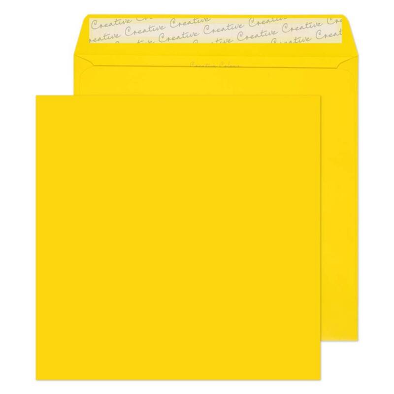 Creative Coloured Envelopes Non standard 220 (W) x 220 (H) mm Adhesive Strip Yellow 120 gsm Pack of 250