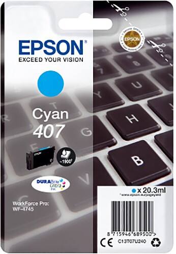 Epson 407 Original Ink Cartridge C13T07U240 Cyan