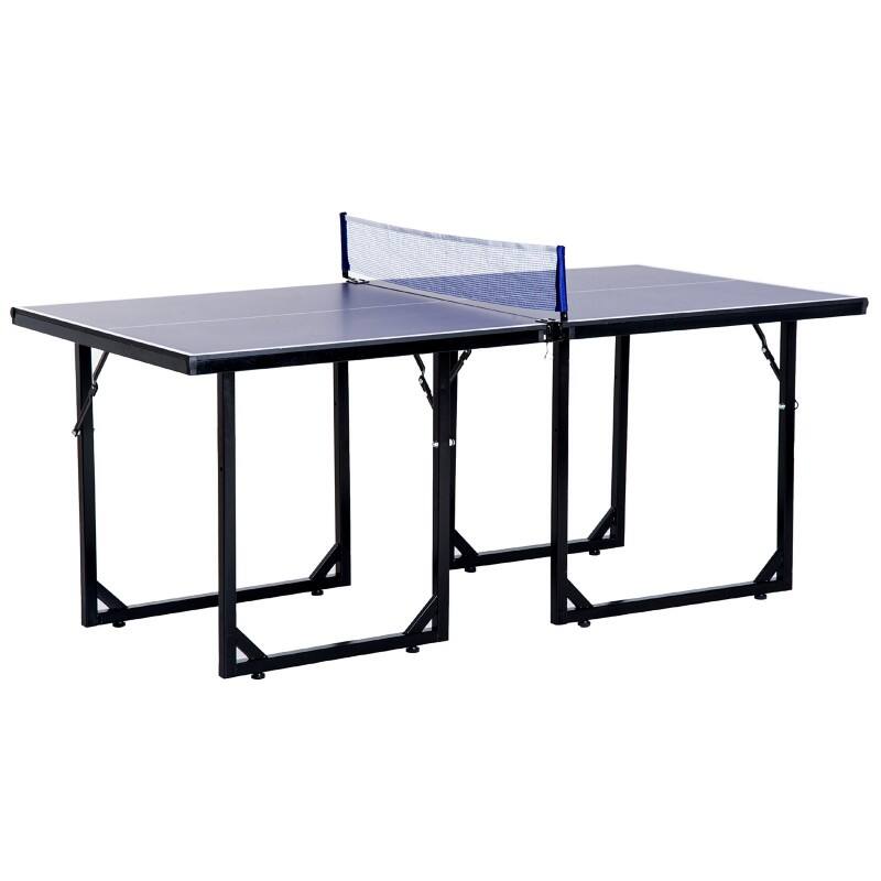 HOMCOM Storage Foldable Mini Table Tennis with Net Steel Blue 183cm Indoor
