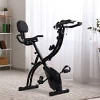 HOMCOM Steel 2-in-1 Exercise Bike w/ Arm Resistance Bands Black