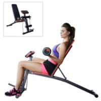 HOMCOM Foldable Exercise Bench 6 Levels Adjustment - Black/Red