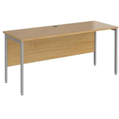 Rectangular Straight Desk Oak Wood H-Frame Legs Silver Maestro 25 1600 x 600 x 725mm