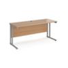 Rectangular Straight Desk Beech Wood Cantilever Legs Silver Maestro 25 1600 x 600 x 725mm
