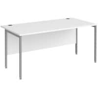 Rectangular Straight Desk White Wood H-Frame Legs Silver Maestro 25 1600 x 800 x 725mm
