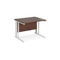 Rectangular Straight Desk Walnut Wood Cable Managed Legs White Maestro 25 1000 x 800 x 725mm