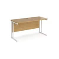 Rectangular Straight Desk Oak Wood Cantilever Legs White Maestro 25 1400 x 600 x 725mm