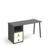 Rectangular A-frame Desk Onyx Grey, White Drawers Wood/Metal A-Frame Legs Charcoal Sparta 1400 x 600 x 730mm
