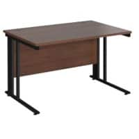 Rectangular Straight Desk Walnut Wood Cable Managed Legs Black Maestro 25 1200 x 800 x 725mm