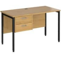 Rectangular Straight Desk Oak Wood H-Frame Legs Black Maestro 25 1200 x 600 x 725mm 2 Drawer Pedestal