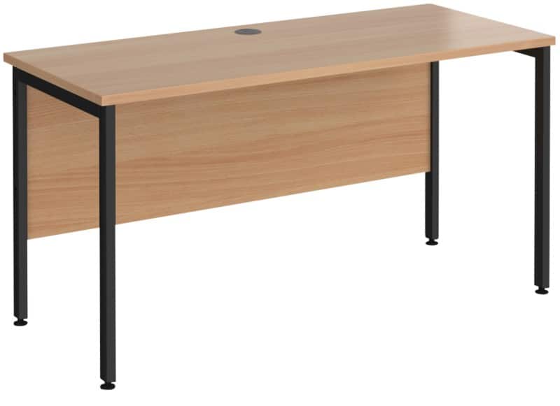 Rectangular Straight Desk Beech Wood H-Frame Legs Black Maestro 25 1400 x 600 x 725mm