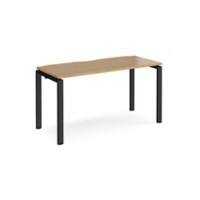 Rectangular Single Desk Oak Wood Straight Legs Black Adapt II 1400 x 600 x 725mm