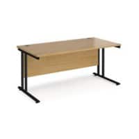 Rectangular Straight Desk Oak Wood Cantilever Legs Black Maestro 25 1600 x 800 x 725mm