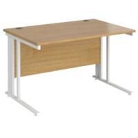 Rectangular Straight Desk Oak Wood Cable Managed Legs White Maestro 25 1200 x 800 x 725mm