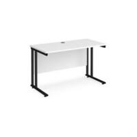 Rectangular Straight Desk White Wood Cantilever Legs Black Maestro 25 1200 x 600 x 725mm