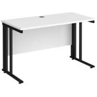 Rectangular Straight Desk White Wood Cable Managed Legs Black Maestro 25 1200 x 600 x 725mm