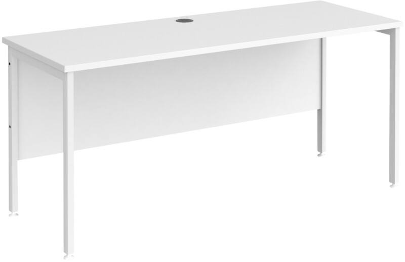 Rectangular Straight Desk White Wood H-Frame Legs White Maestro 25 1600 x 600 x 725mm