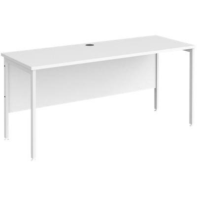 Rectangular Straight Desk White Wood H-Frame Legs White Maestro 25 1600 x 600 x 725mm