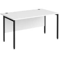 Rectangular Straight Desk White Wood H-Frame Legs Black Maestro 25 1400 x 800 x 725mm