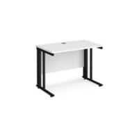 Rectangular Straight Desk White Wood Cable Managed Legs Black Maestro 25 1000 x 600 x 725mm