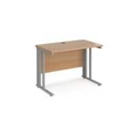 Rectangular Straight Desk Beech Wood Cable Managed Legs Silver Maestro 25 1000 x 600 x 725mm