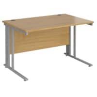 Rectangular Straight Desk Oak Wood Cantilever Legs Silver Maestro 25 1200 x 800 x 725mm