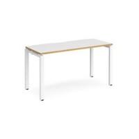 Rectangular Single Desk White/Oak Wood Straight Legs White Adapt II 1400 x 600 x 725mm