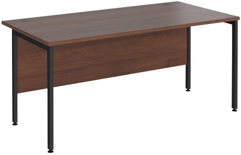 Rectangular Straight Desk Walnut Wood H-Frame Legs Black Maestro 25 1600 x 800 x 725mm